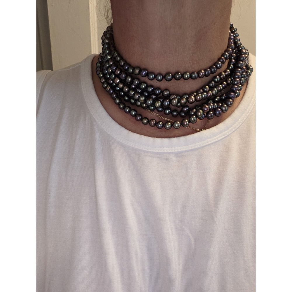 100" 6-7 Mm Black Freshwater Pearl Strand - Picture 10 of 12